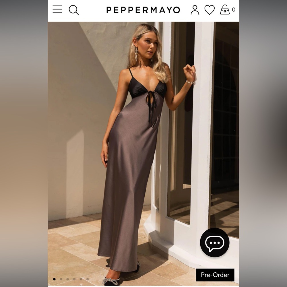 Peppermayo Exclusive - Flora Satin Maxi Dress - Steel Me Away